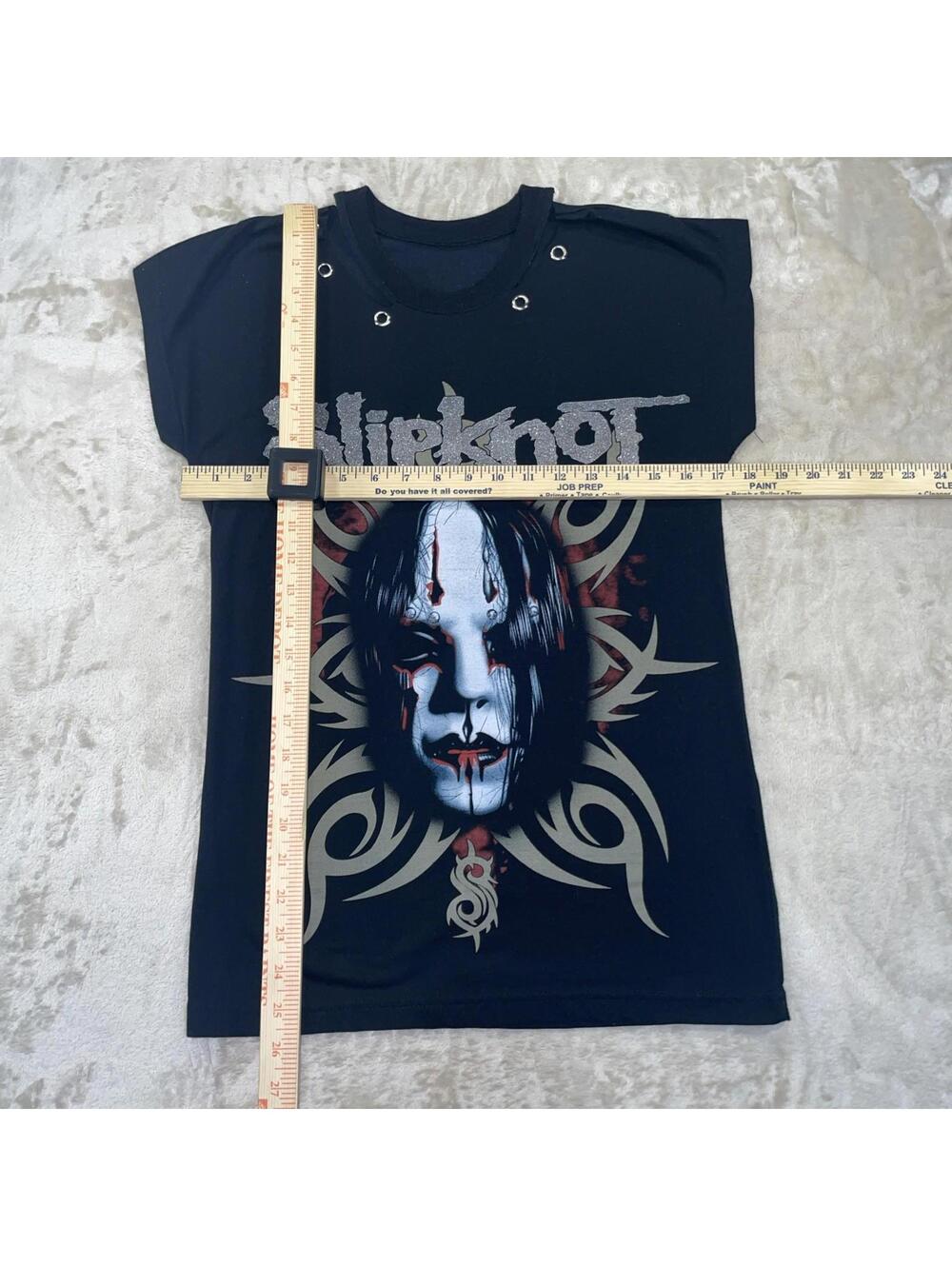 Custom Cut Slipknot Shirt Joey Jordison 2000s Heavy Metal Tribal Rare Womens L - Picture 3 of 8
